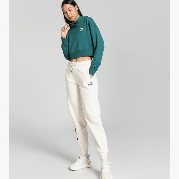 Puma Blue/green Cropped Long Sleeve Hoodie - Picture 6 of 10